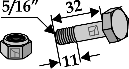 Bolt 5/16''UNFx32 - 8.8 m. låsemøtrik