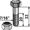 Bolt 7/16''UNFx33 - 12.9 m. låsemøtrik