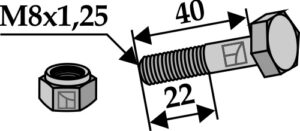 63-840 Bolt M8x1,25x40 m. låsemøtrik
