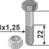 Bolt M8x1,25x40 m. låsemøtrik