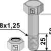 Bolt M8x1,25x50 m. låsemøtrik