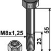 Bolt M8x1,25x55 m. låsemøtrik