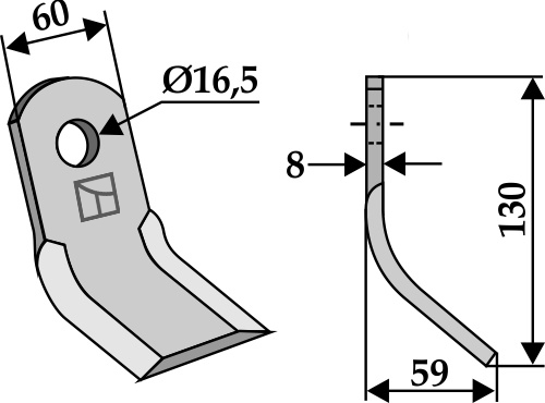 Y- kniv 130x60mm