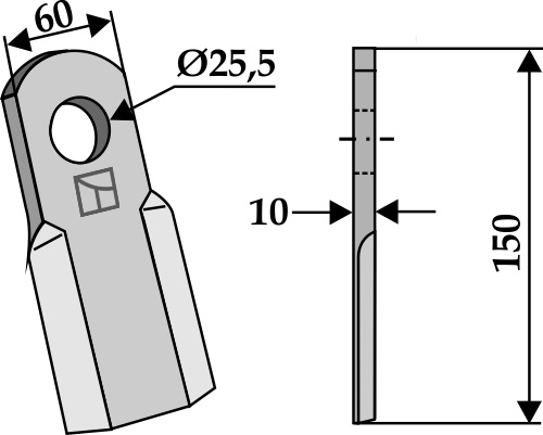 Kniv - lige 150x60mm