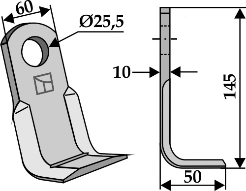 L-kniv 145x60mm