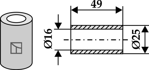 Bøsning 49xØ16xØ25