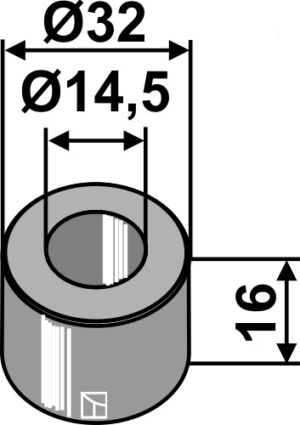 63-agm-507 Bøsning 16xØ14,5xØ32