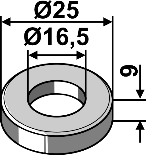 Bøsning 9xØ16,5xØ25