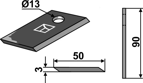 Kniv 90x50mm