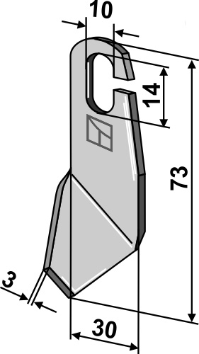 Vingeklinge 73x30mm - højre