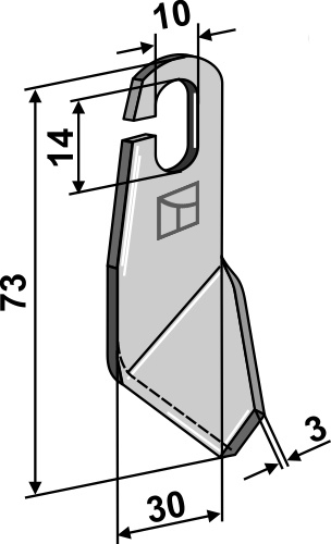 Vingeklinge 73x30mm - venstre