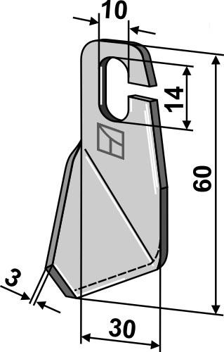 Vingeklinge 60x30mm - højre