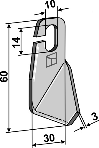 Vingeklinge 60x30mm - venstre