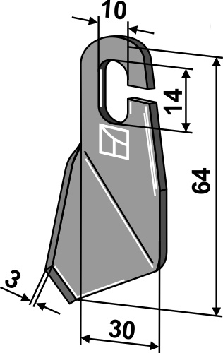 Vingeklinge 64x30mm - højre