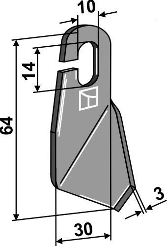 Vingeklinge 64x30mm - venstre