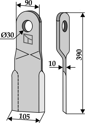 Bio kniv 390x90mm, venstre