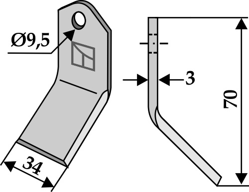 Y- kniv 70x34mm
