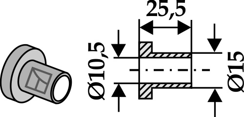 Bøsning indvendig 25,5xØ10,5xØ15