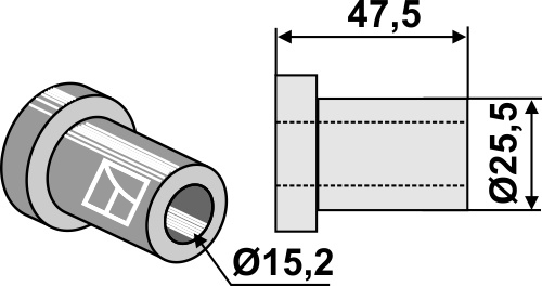 Bøsning indvendig 47,5xØ15,2xØ25,5