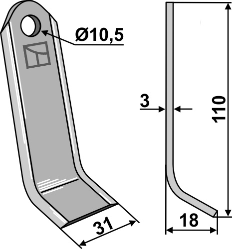 Y- kniv 110x31mm