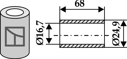 Bøsning 68xØ16,7xØ24,9