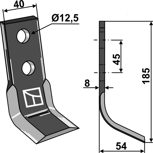 Y-kniv 185x40mm