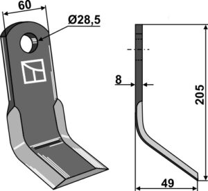 Y- kniv 205x60mm