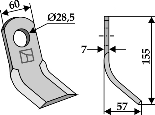 Y- kniv 155x60mm