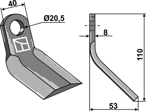 Y- kniv 110x40mm