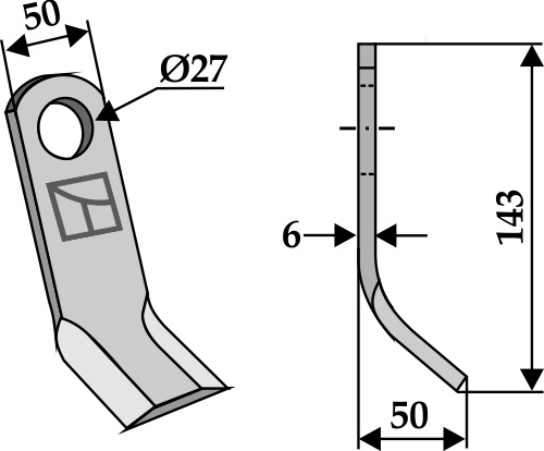 Y- kniv 143x50mm