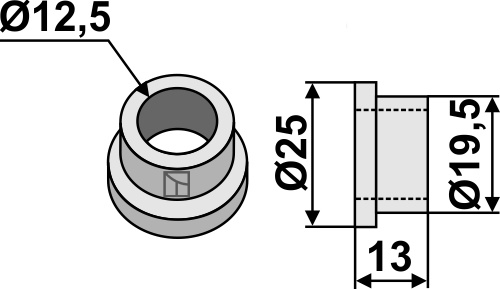 Bøsning indvendig 13xØ12,5xØ25