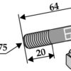 Bolt M12x65 – 10.9 m/låsemøtrik