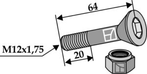 Bolt M12x65 – 10.9 m/låsemøtrik