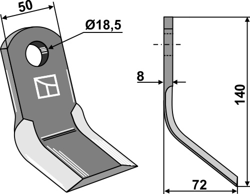Y- kniv 140x50mm