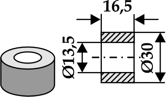 Bøsning 16,5xØ13,5xØ30