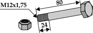 Bolt M12x1,75x80 m. låsemøtrik