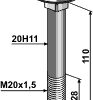 Bræddebolt M20x1,5x110 - 10.9