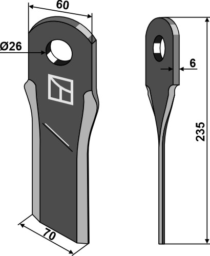 Slagle kniv vredet 225x60mm