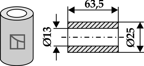 Bøsning 63,5xØ13xØ25