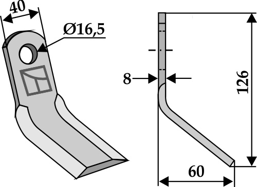 Y- kniv 126x40mm