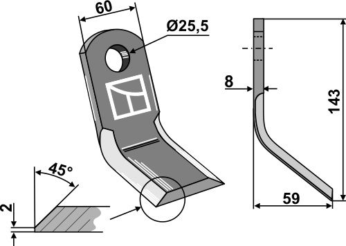 Y- kniv 143x60mm