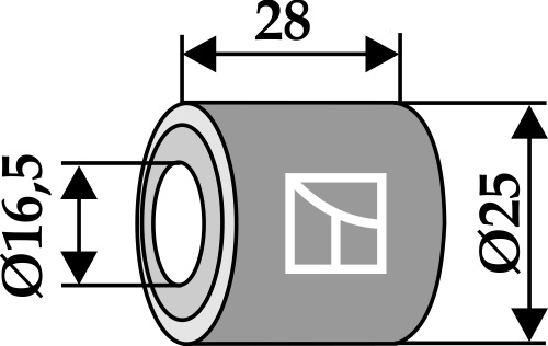 Bøsning 28xØ16,5xØ25
