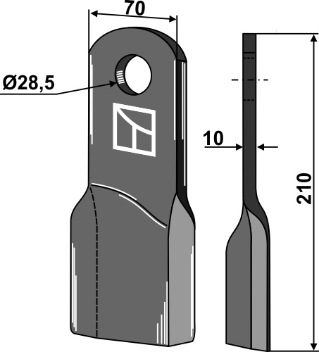 Slagle kniv vredet 210x70mm