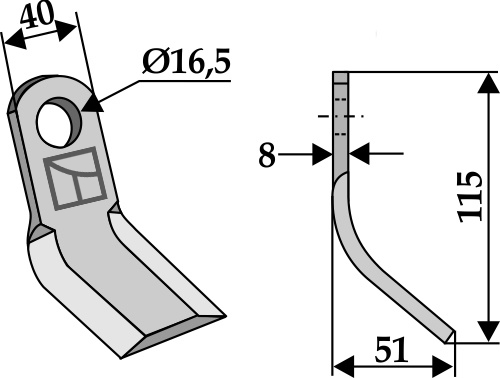 Y- kniv 115x40mm