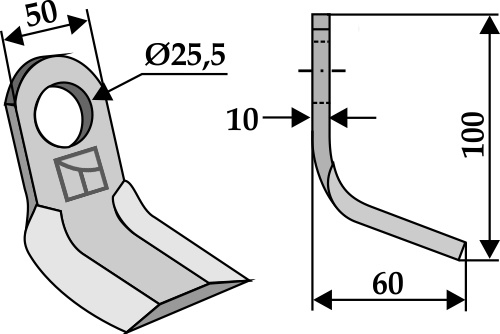 Y- kniv 100x50mm