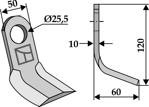 Y- kniv 120x50mm
