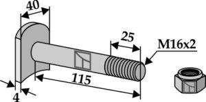 Bolt M16x2x115 - 8.8 m. låsemøtrik
