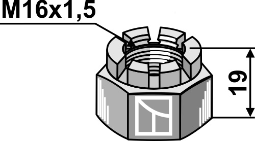 Kronmøtrik M16x1,5