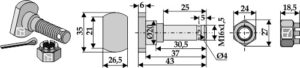 Knivbolt M16x1,5x43 - 12.9 m. kronmøtrik
