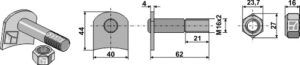 Knivbolt M16x62 - 10.9 m. låsemøtrik